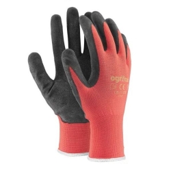 Rękawice DRACO Ogrifox OX czerwone - poliestrowe, powleczone lateksem, XL / 1para